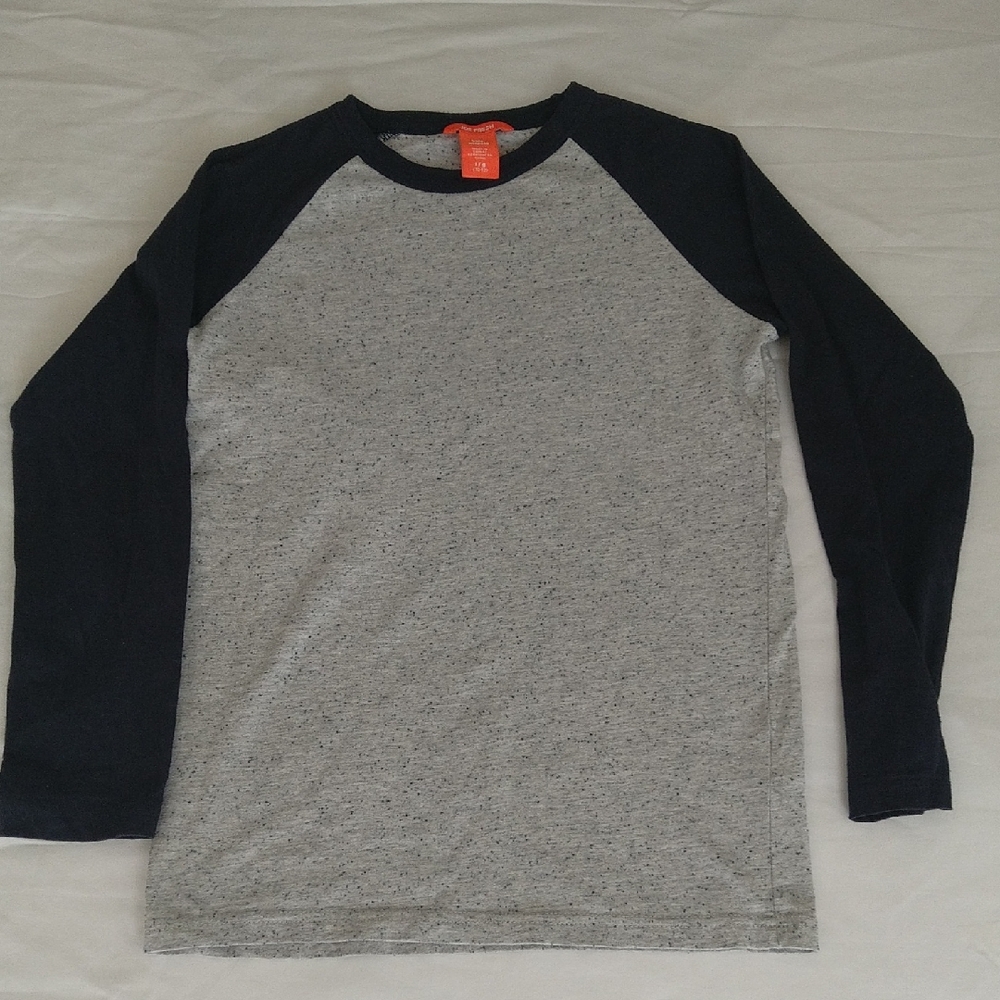 Joe Fresh Navy and Gray Speckled Kids Long Sleeve Shirt Size 10-12 Years Old